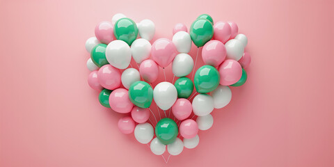 Heart-shaped balloon arrangement on pink