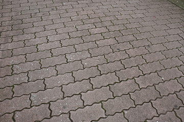 レンガタイルの街の歩道