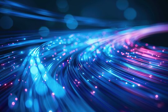 Blue light streak, fiber optic, speed line, futuristic background for 5g or 6g hi tech, mechanical technology wireless data transmission, high-speed internet in modern conceptual. internet network 