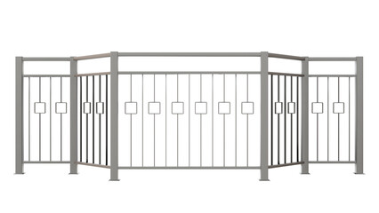  Elevate your design with this 3D illustration of a modern stainless steel balustrade featuring a captivating square grid pattern (transparent background).
