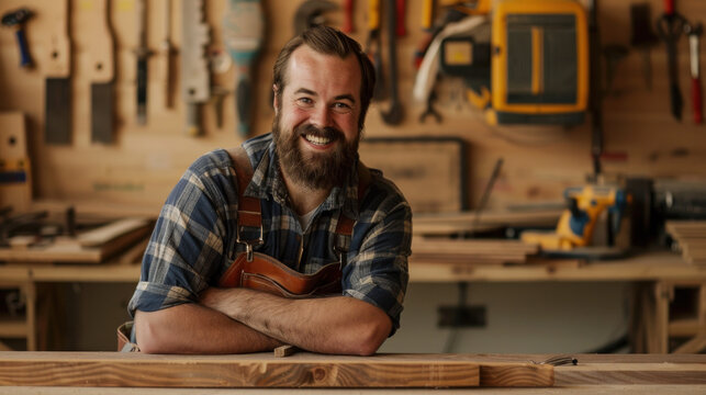 Focused Carpenter at Work, Professional Environment, Diverse Workforce, Corporate Photography, Team Collaboration, Engaged Employees, Authentic Work Settings.
