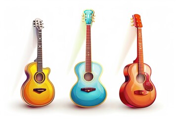 guitar icons over white background elegant design