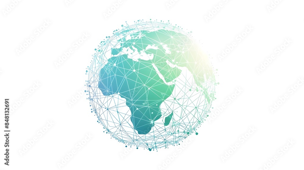 Poster minimalist global connectivity with interconnected lines and sphere