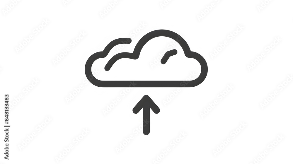 Aufkleber minimalist upload icon with cloud and upward arrow on white background