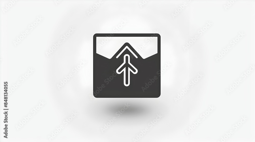 Aufkleber minimalist upward arrow folder upload icon on white background