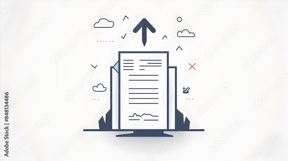 Poster minimalist upward arrow document upload