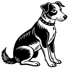 dog sitting sideways silhouette illustration