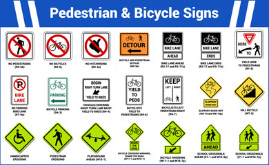 Pedestrian and Bicycle Signs US ROAD SYMBOL SIGN MUTCD © Sandika