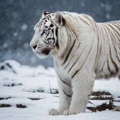 "Majestic White Tiger in a Winter Wonderland"
