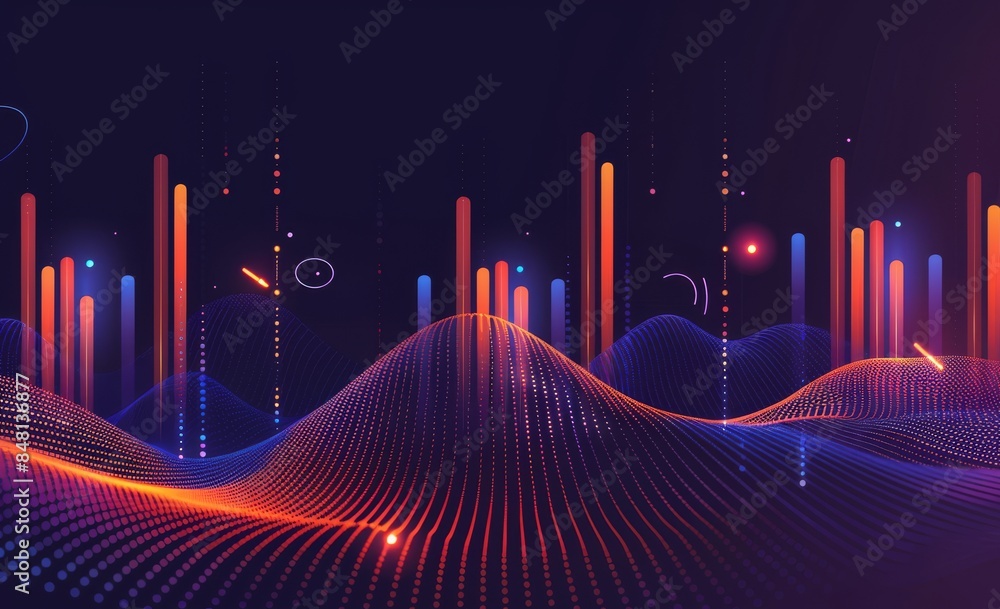 Poster dynamic chart and line dynamics for earth sphere and stock market