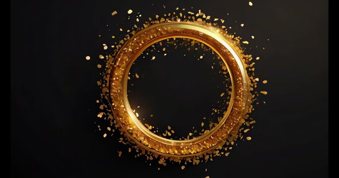 golden round frame. The golden circle is spinning