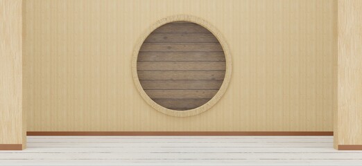 Stage backdrop background wooden wall wood floor 3D illustration