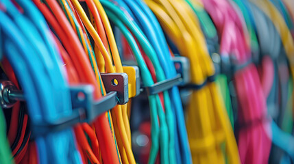 Close-Up of Vibrant Wire Harnesses and Connectors