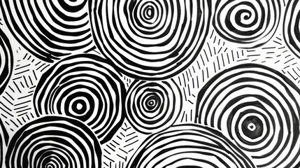 Tree rings, the color should be white with black outlines on a white background, outline drawing, generated with AI