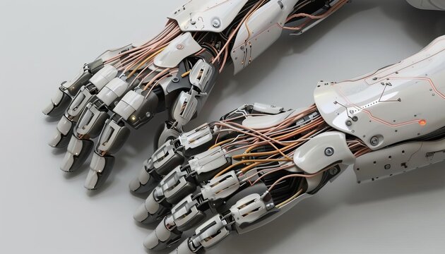 141 Cyborg robotic prosthetic limb anatomy with visible wiring