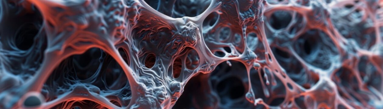 161 Microscopic view of alien organic biomaterial fibrous structure 3D