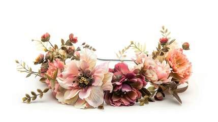 Obraz premium Artificial flower tiara on a white background