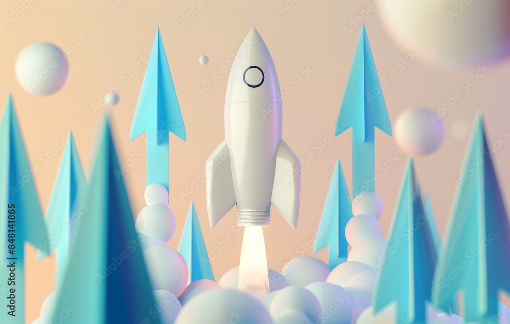 Poster an arrow and sphere representing business growth, creating a warm background for stock artificial in