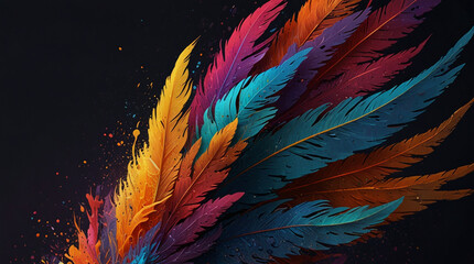 Obraz premium feather wallpaper with beautiful colorful colors on a dark background