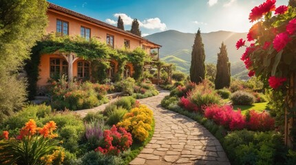 Naklejka premium Beautiful garden vintage summer