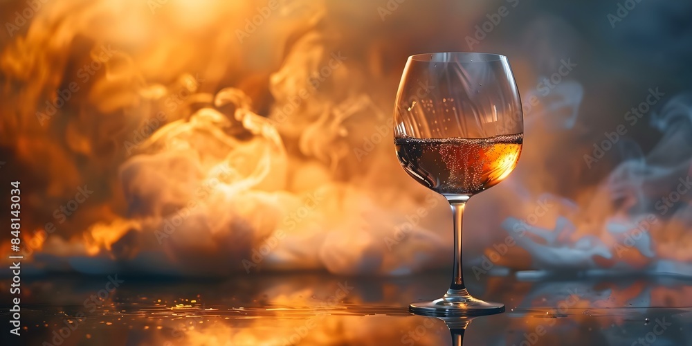 Poster exploring fluid dynamics and gastrophysics principles through artistic wine glass visuals. concept w