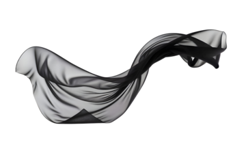 floating black fabric blowing isolate on transparency background PNG