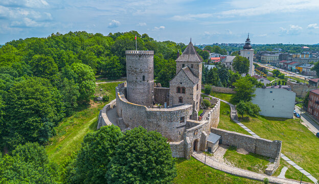 Medieval castle in Bedzin - aerial view. Poland