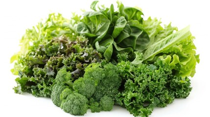 Fototapeta premium Fresh green vegetables on a white background
