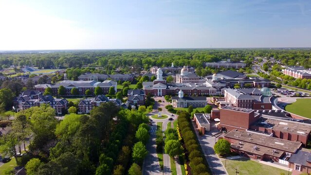 Christopher Newport University Aerial Cinematic 4k video. Newport News, Virginia. 