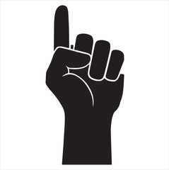 hand rising to the top silhouette vector art image.