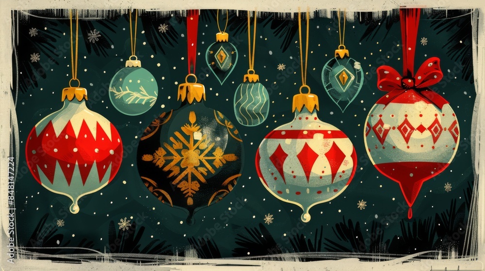 Poster experiment with geometric abstraction to create a modern interpretation of traditional holiday motif
