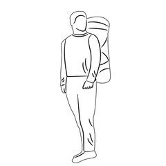 man with backpack sketch on white background vector