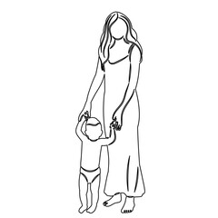 mom and baby sketch on white background vector