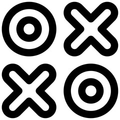 Tic-tac-toe. Editable stroke vector icon.