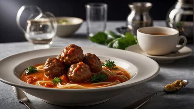 meatball soup, traditional Italian cuisine