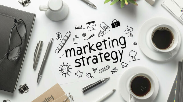 The Path to Effective Marketing Campaigns. Employees Working on Company Advertisements and a Structured Approach Using a Notepad with Detailed Plans and Strategies