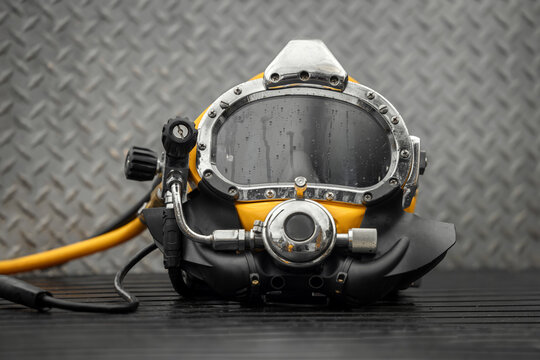 Closeup photo of commercial diving helmet