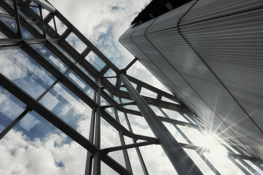 Steel frames supporting modern architectural structure