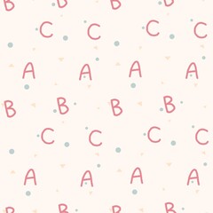 Cute seamless pattern with fonts ABC
