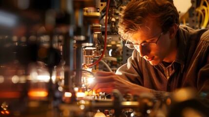 Naklejka premium A researcher studies the properties of superconductors at extremely low temperatures.