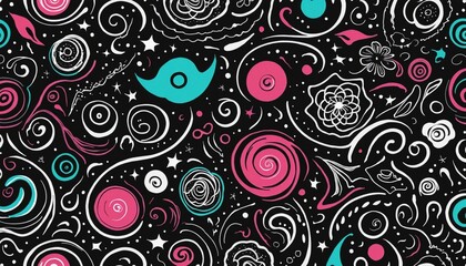 Obraz premium Abstract hand drawn shapes doodle pattern