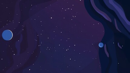 Starry night flat design top view celestial observation theme animation Analogous Color Scheme 