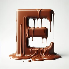 Obraz premium Letter E made out of melting chocolate, white background