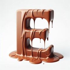 Obraz premium Letter E made out of melting chocolate, white background