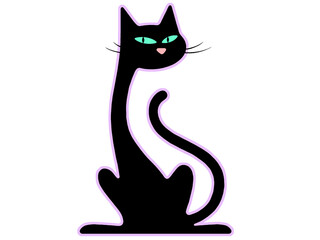 Silhouette illustration of a cat