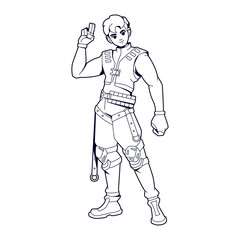 Vector Man Character Weapon Cartoon Cyberpunk Illustration Isolated