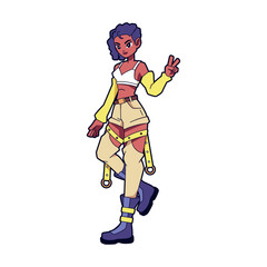 Vector Girl Character Cartoon Cyberpunk Illustration Isolate