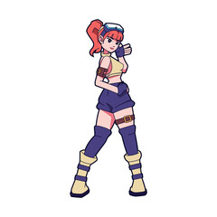 Vector Girl Character Cartoon Cyberpunk Illustration Isolate
