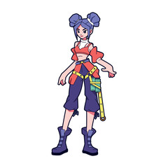 Vector Girl Character Weapon Cartoon Cyberpunk Illustration Isolated