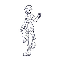 Vector Girl Character Cartoon Cyberpunk Illustration Isolate